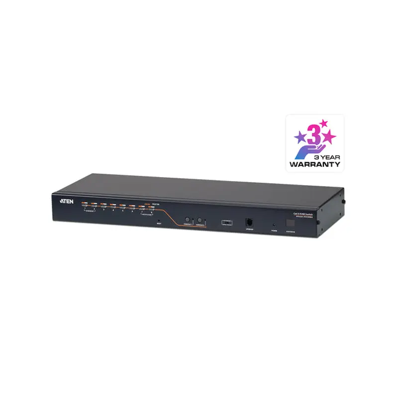Aten Rackmount KVM Switch 2 Console 8 Port Multi-Interface Cat 5, KVM Cables NOT Included, Daisy Chainable for up to 128 Devices,