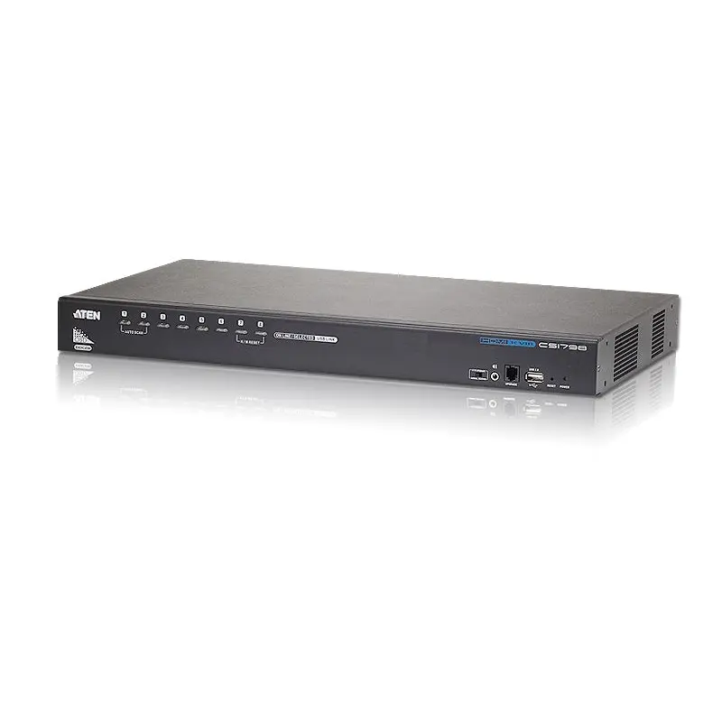Aten Desktop KVM Switch 8 Port Single Display HDMI w/ Audio, 2x Custom KVM Cables Included, Cascadable Up to 512 Computers via 3 Levels, Multi Display