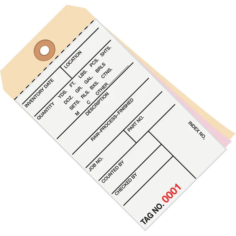 6 1/4 x 3 1/8" - (1000-1499) Inventory Tags 3 Part Carbonless # 8 (G16031) Case Of 500
