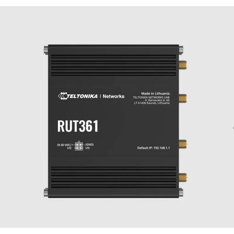 Teltonika RUT361 Industrial Cellular Router, Compact and Powerful Industrial 4G LTE Cat 6 Router/Firewall, Rugged Aluminium Housing, PSU included
