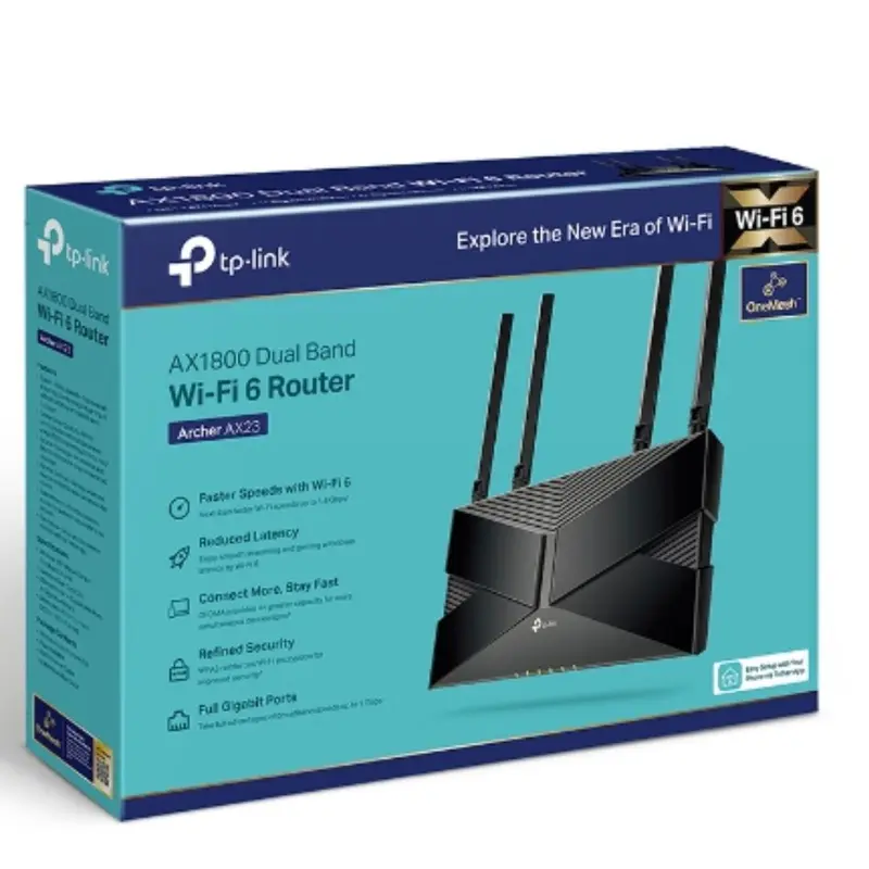 TP-Link Archer AX1800 AX1800 Dual-Band Wi-Fi 6 Router, 574 Mbps at 2.4 GHz   1201 Mbps at 5 GHz, Dual-Core CPU, 1 Gigabit WAN Port   4 Gigabit LAN P