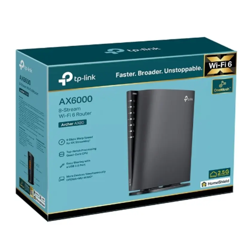 TP-Link Archer AX80 AX6000 8-Stream Wi-Fi 6 Router with 2.5G Port, 1148 Mbps at 2.4 GHz   4804 Mbps at 5 GHz, Access Point Mode, IPv6 Supported, IPTV,