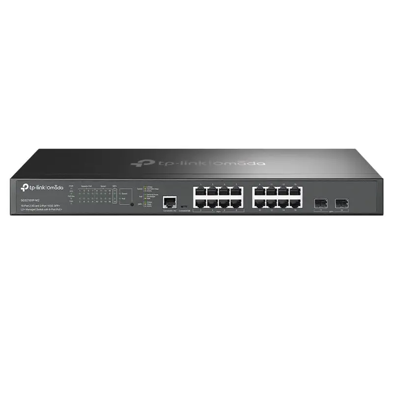 TP-Link SG3218XP-M2, Omada 16-Port 2.5G and 2-Port 10GE SFP  L2  Managed Switch with 8-Port PoE ,  Integration with Omada SDN Controller,Static Routin