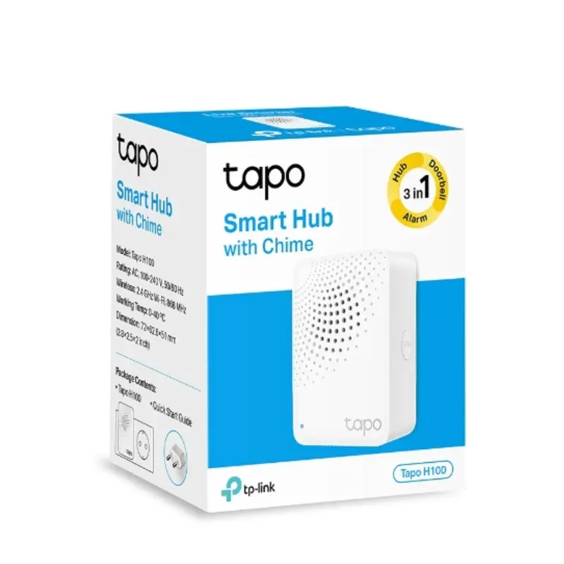 TP-Link Tapo Smart IoT Hub with Chime, Whole-Home Coverage, Low-Power Wireless Protocol , Smart Alarm, Smart Doorbell (Tapo H100