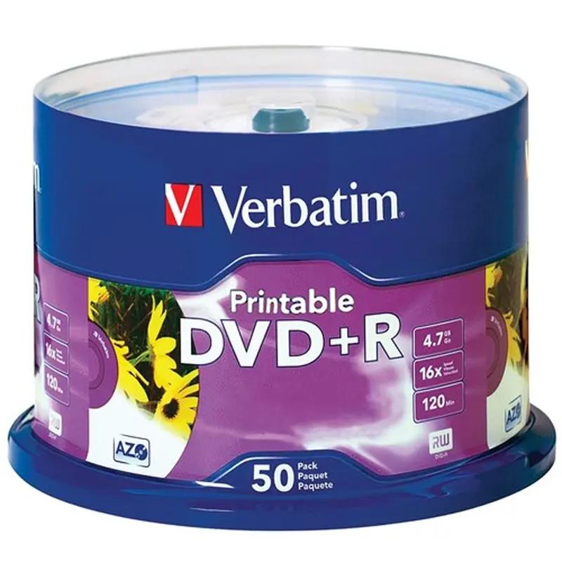 Verbatim Recordable DVD R 120Min 4.7GB 16X Printable Inkjet Pack Of 50 White