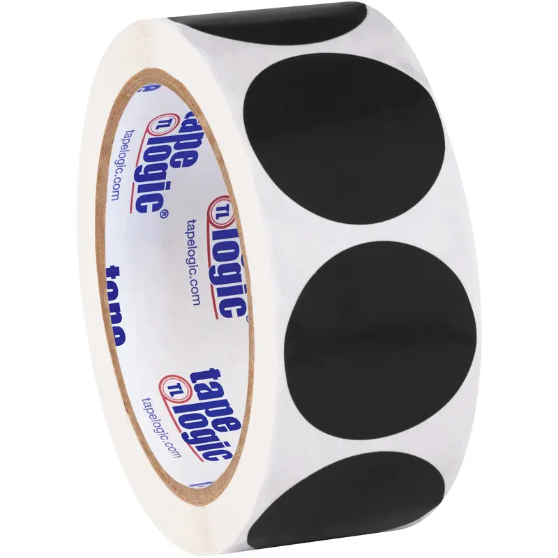 1 1/2" Black Inventory Circle Labels (DL612F) Roll Of 500