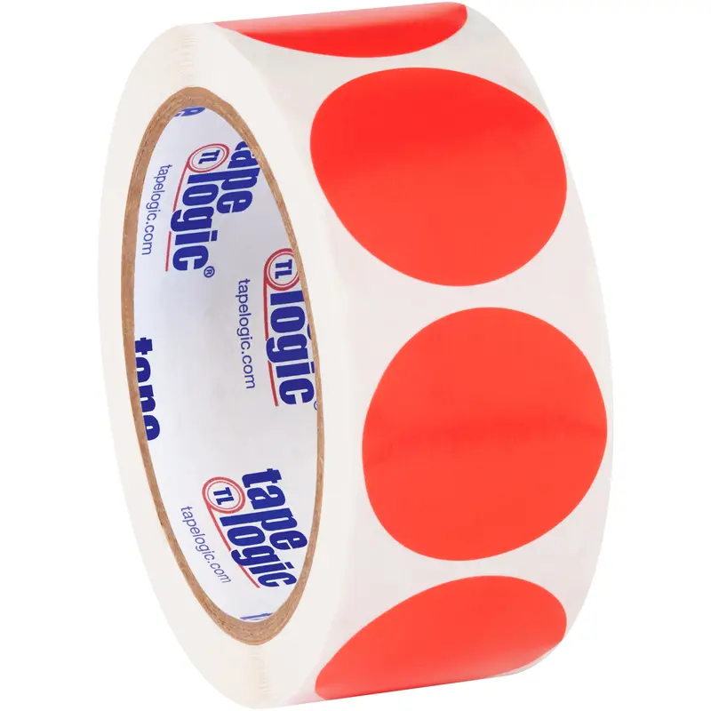 1 1/2" Fluorescent Red Inventory Circle Labels (DL612G) Roll Of 500