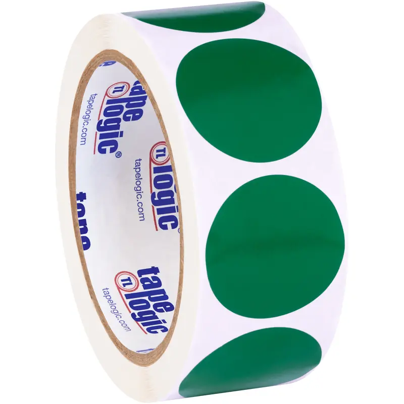 1 1/2" Green Inventory Circle Labels (DL612D) Roll Of 500