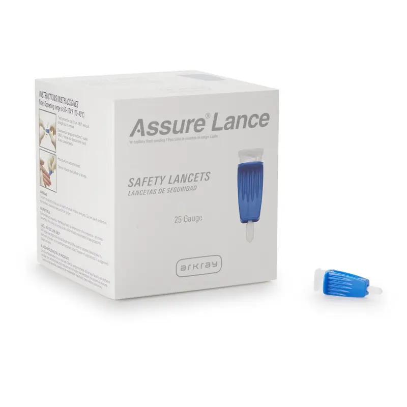 Assure Safety Lancet 25 Gauge Protective Safety Cap Push Button Activation Finger (962942_BX) 100/BX