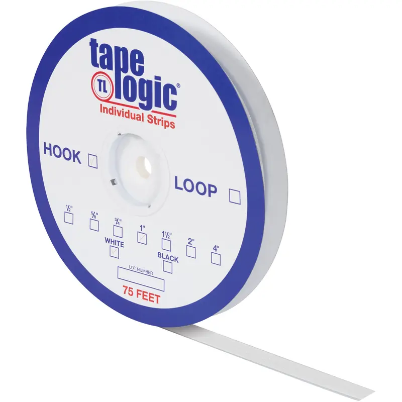 1/2" x 75' White Hook Tape Logic Individual Tape Strips (HLT103) Each