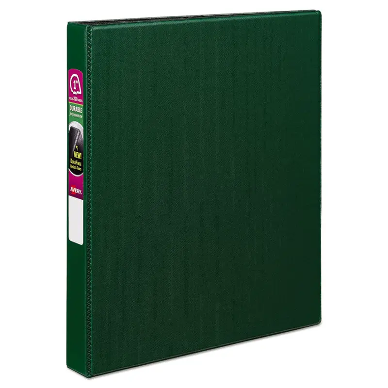 Avery Durable Non-View Binder with DuraHinge and Slant Rings, 3 Rings, 1" Capacity, 11 x 8.5, Green (AVE27253) Each