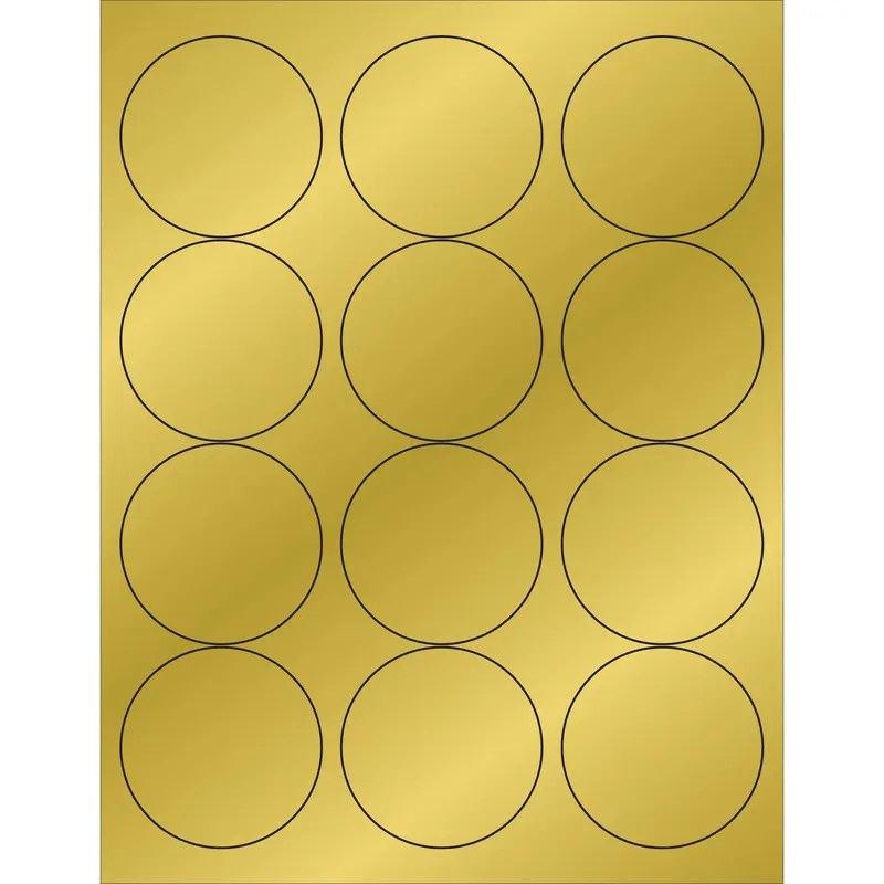 2 1/2" Gold Foil Circle Laser Labels (LL217GD) Case Of 1200