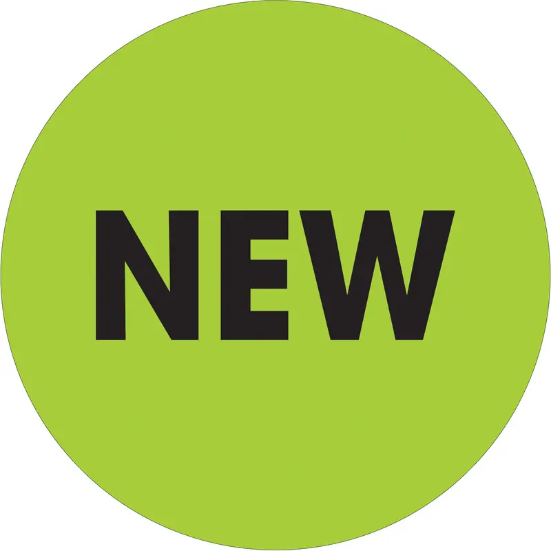 2" Circle - "New" Fluorescent Green Labels (DL1276) Roll Of 500