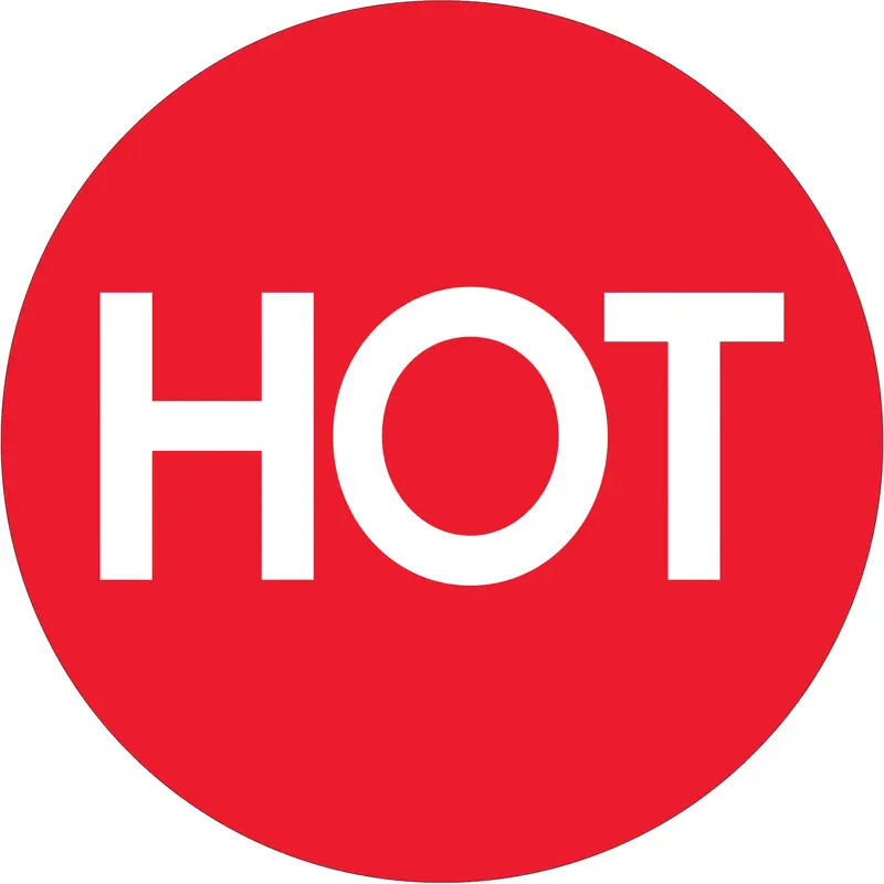 2" Circle - "Hot" (High Gloss) Labels (DL1084) Roll Of 500