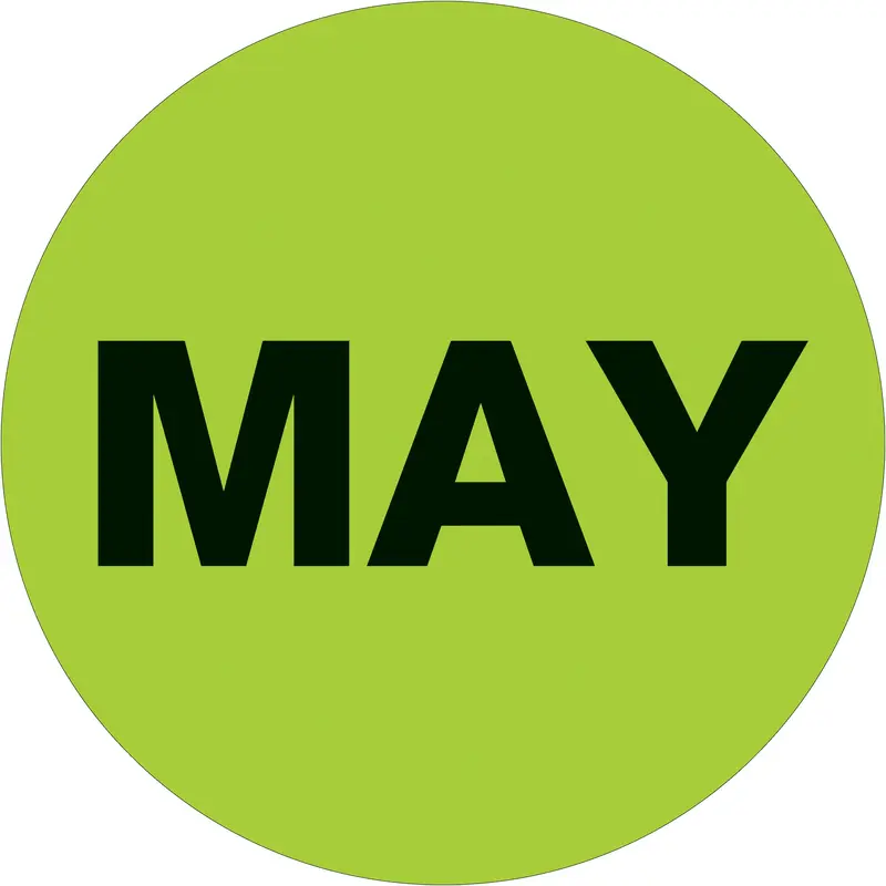 2" Circle - "MAY" (Fluorescent Green) Months of the Year Labels (DL6739) Roll Of 500