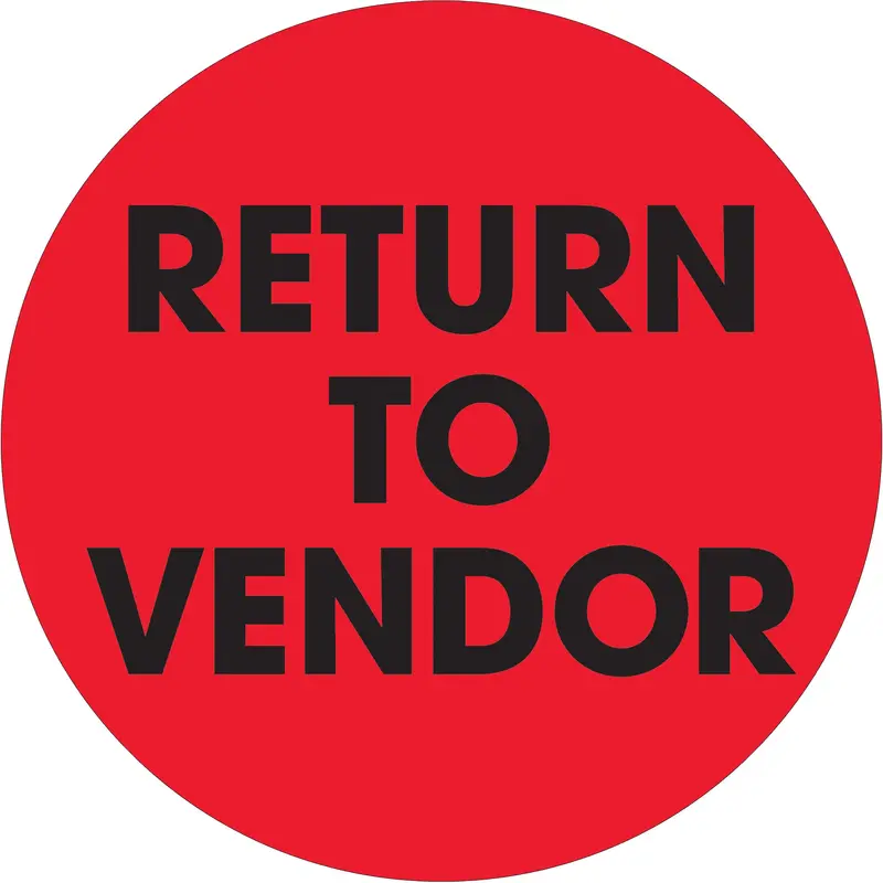 2" Circle - "Return To Vendor" Fluorescent Red Labels (DL1268) Roll Of 500