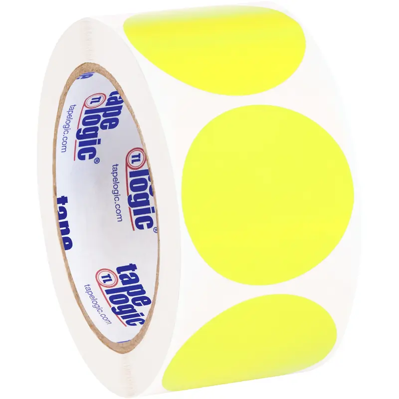 2" Fluorescent Yellow Inventory Circle Labels (DL613L) Roll Of 500