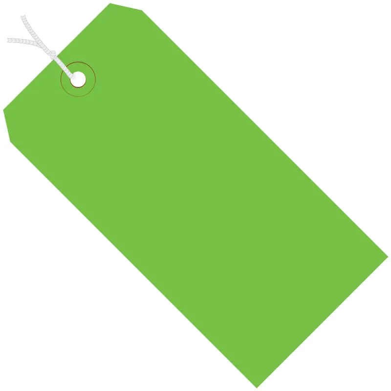 3 1/4 x 1 5/8" Green 13 Pt. Shipping Tags - Pre-Strung (G11022D) Case Of 1000