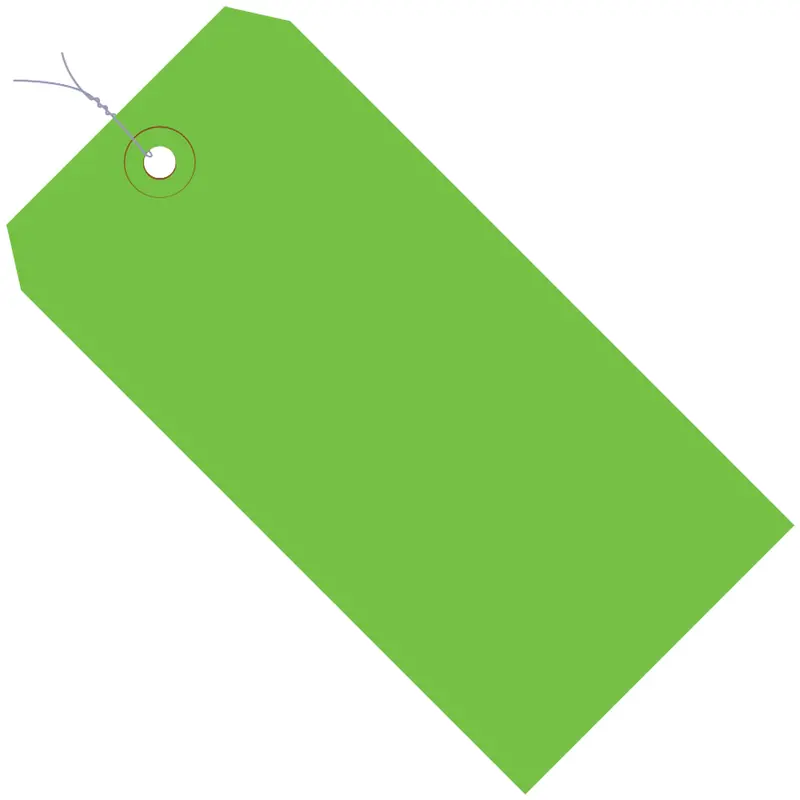 3 1/4 x 1 5/8" Green 13 Pt. Shipping Tags - Pre-Wired (G11023D) Case Of 1000