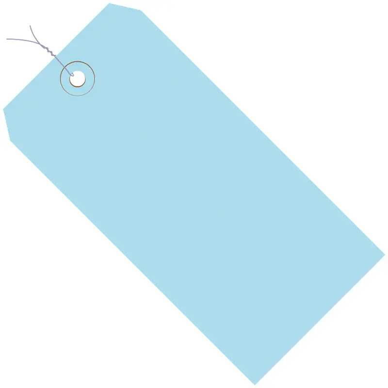 3 1/4 x 1 5/8" Light Blue 13 Pt. Shipping Tags - Pre-Wired (G11023B) Case Of 1000