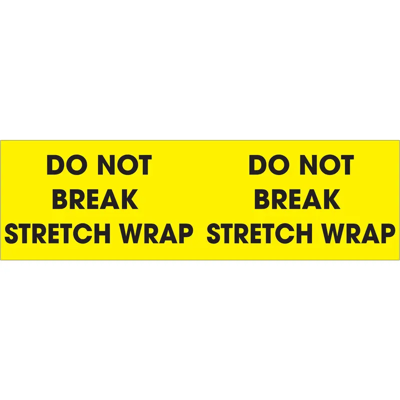 3 x 10" - "Do Not Break Stretch Wrap" (Fluorescent Yellow) Labels (DL1196) Roll Of 500
