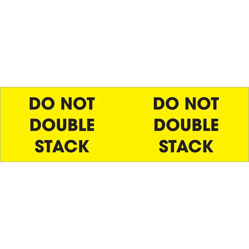 3 x 10" - "Do Not Double Stack" (Fluorescent Yellow) Labels (DL3101) Roll Of 500