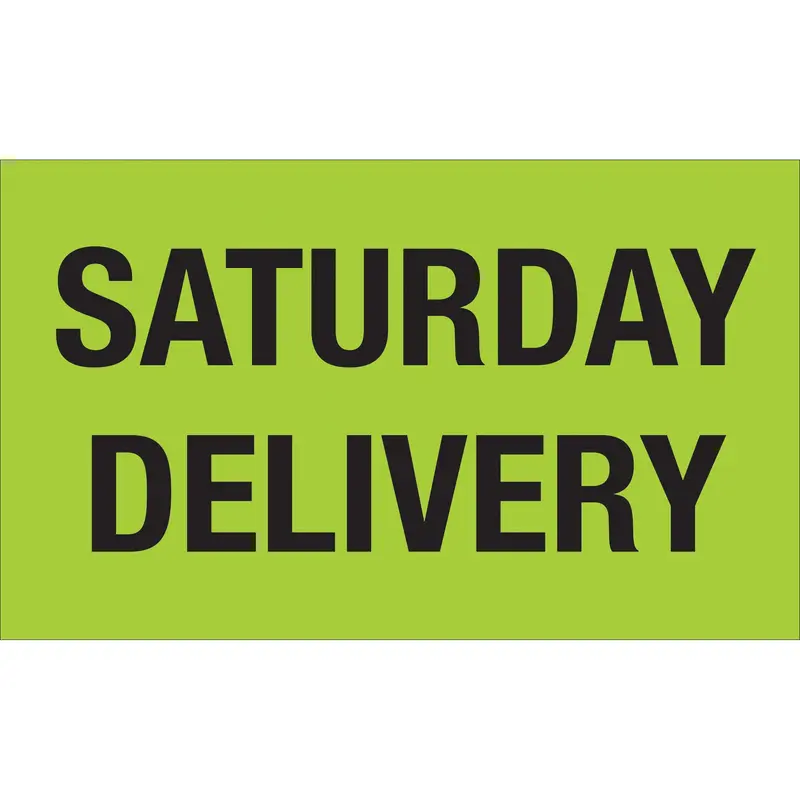 3 x 5" - "Saturday Delivery" (Fluorescent Green) Labels (DL3431) Roll Of 500