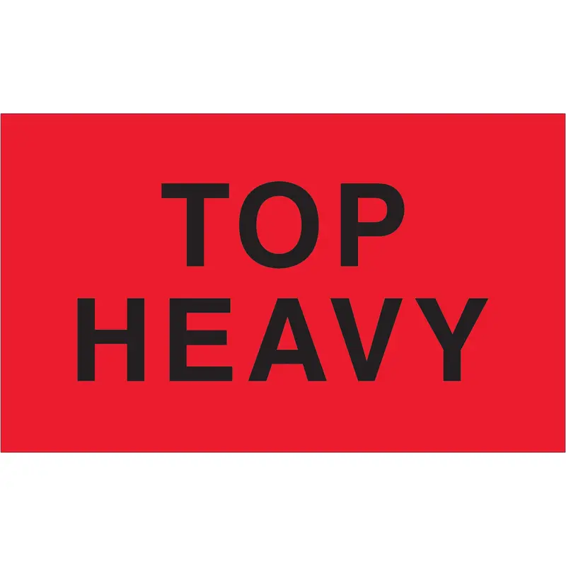 3 x 5" - "Top Heavy" (Fluorescent Red) Labels (DL2721) Roll Of 500