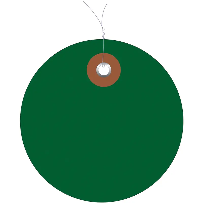 3" Green Plastic Circle Tags - Pre-Wired (G26075W) Case Of 100