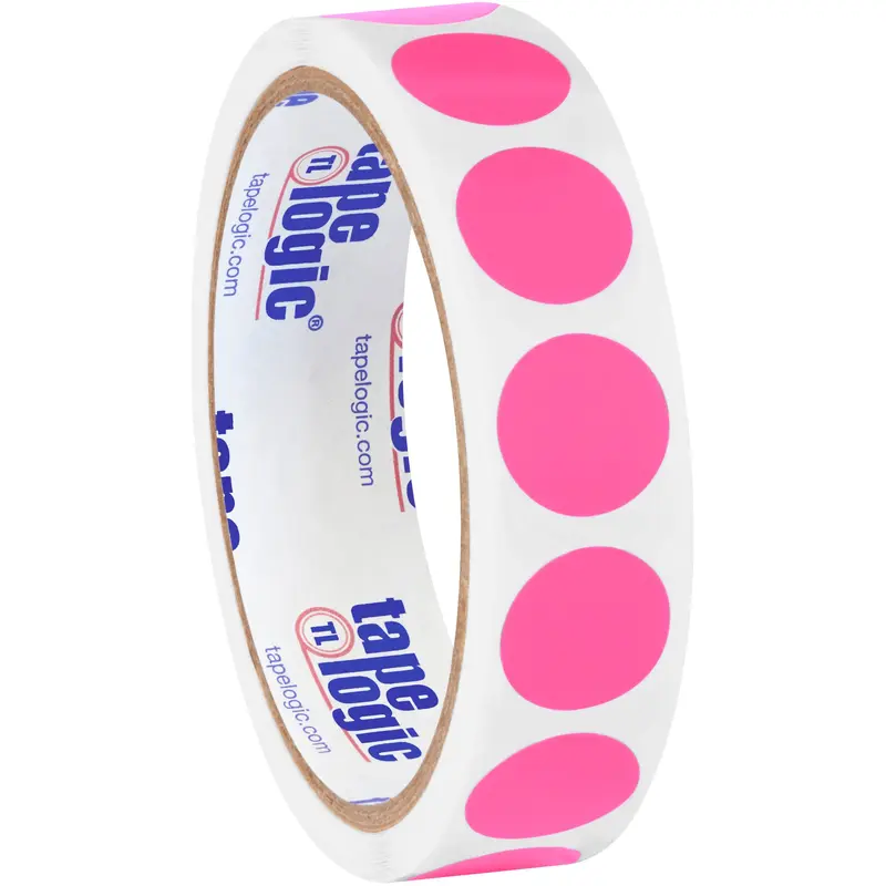 3/4" Fluorescent Pink Inventory Circle Labels (DL610K) Roll Of 500