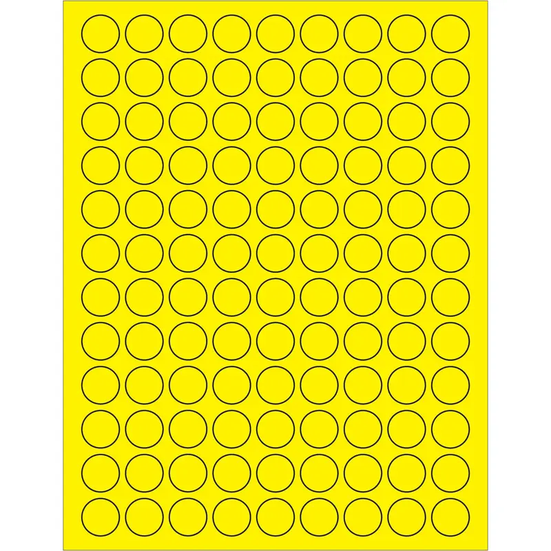 3/4" Fluorescent Yellow Circle Laser Labels (LL190YE) Case Of 1000