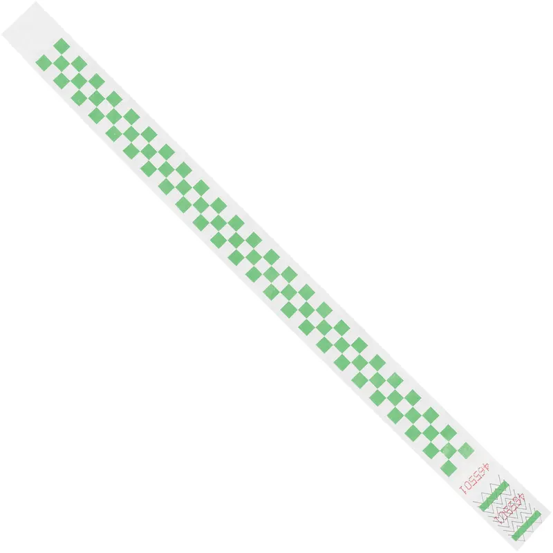 3/4 x 10" Green Checkerboard Tyvek Wristbands (WR103GN) Case Of 500
