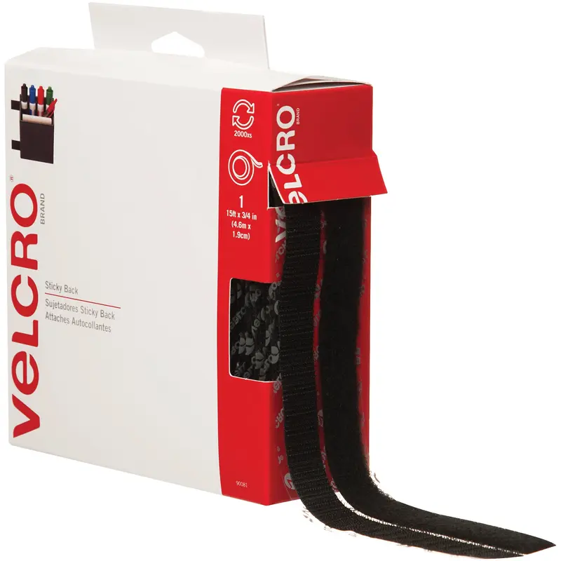 3/4" x 15' - Black VELCRO Brand Tape - Combo Packs (VEL101) Each