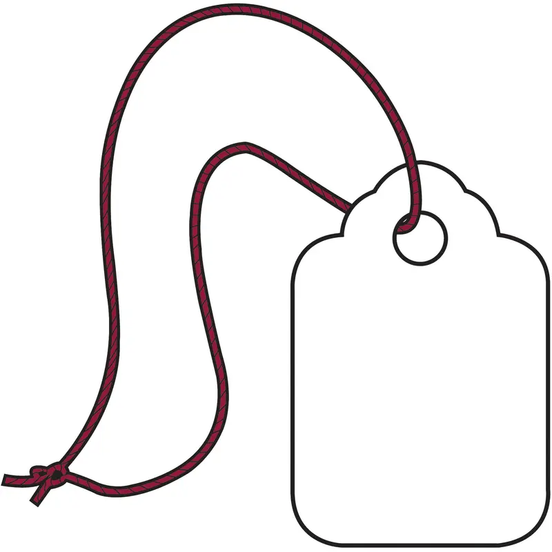 3/8 x 13/16"  White Merchandise Tags - Pre-Strung Magenta String (G26002) Case Of 1000