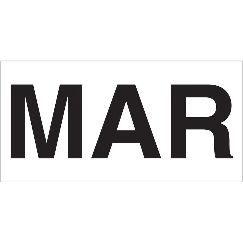 3 x 6" - "MAR" (White) Months of the Year Labels (DL6742) Roll Of 500