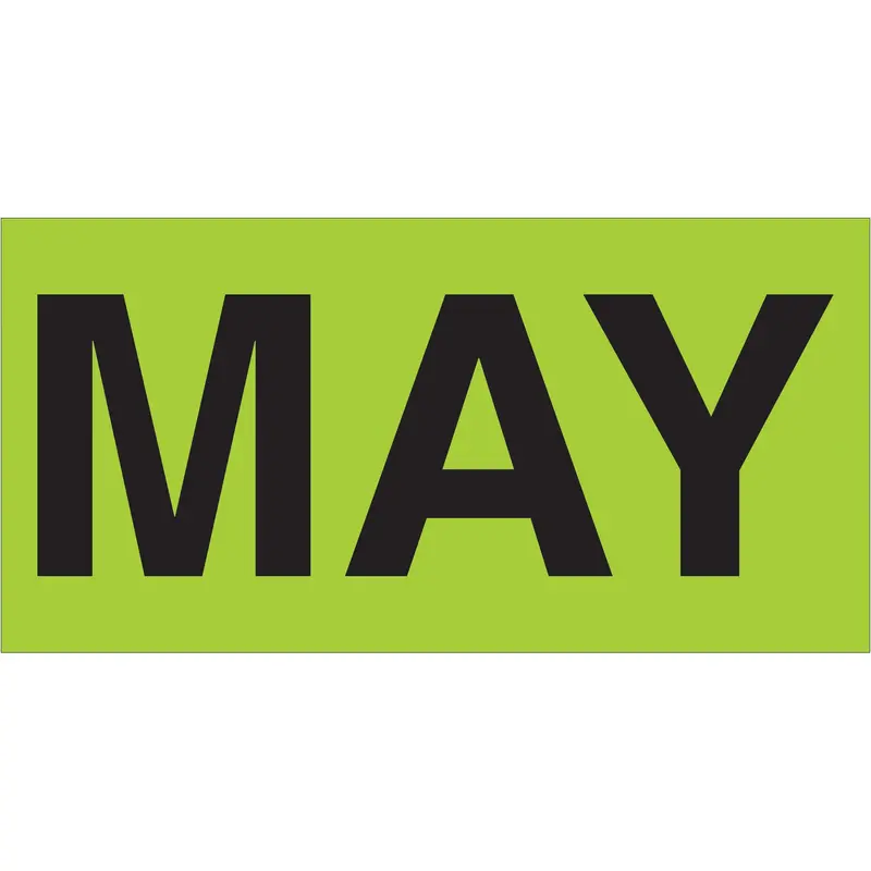 3 x 6" - "MAY" (Fluorescent Green) Months of the Year Labels (DL6782) Roll Of 500