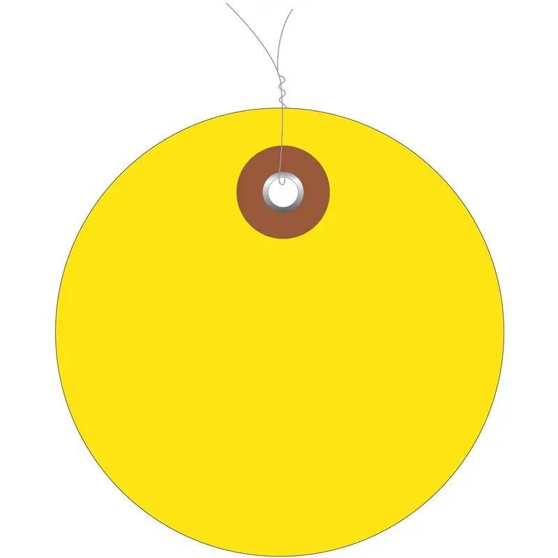 3" Yellow Plastic Circle Tags - Pre-Wired (G26073W) Case Of 100