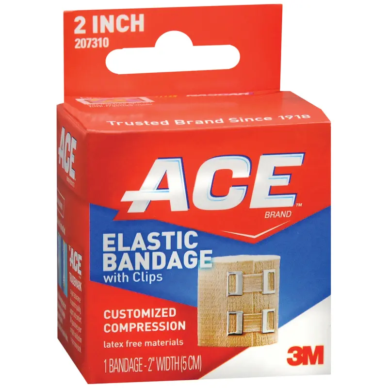 3M ACE Elastic Bandage 2 Inch Width Clip Detached Closure Tan NonSterile Standard Compression (1084229_EA) 1/EA