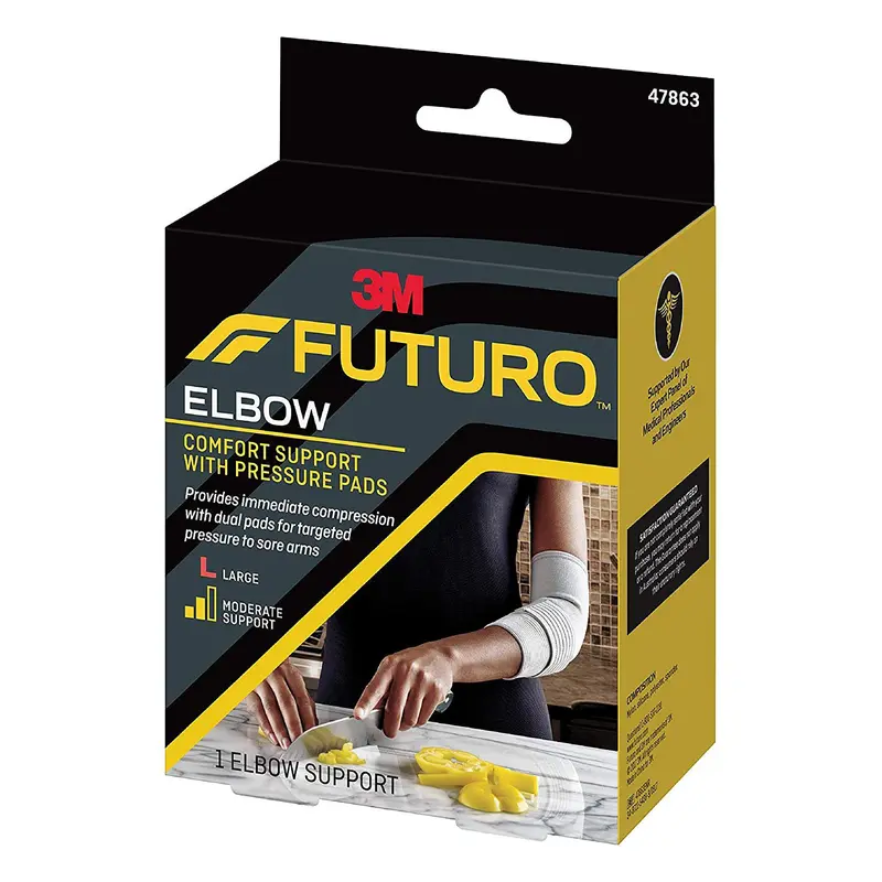 3M Futuro Elbow Support with Pressure Pads Large Pull-On / Hook and Loop Strap Closure Sleeve Left or Right Elbow 11 to 12 Inch Elbow Circumference Gray (971908_EA) 1/EA
