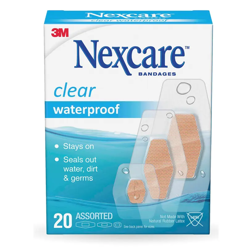 3M Nexcare Adhesive Strip 7/8 X 1-1/16 Inch / 1-1/4 X 2-1/2 Inch / 1-1/16 X 2-1/4 Inch Plastic Rectangle Sheer Sterile (723770_BX) 20/BX