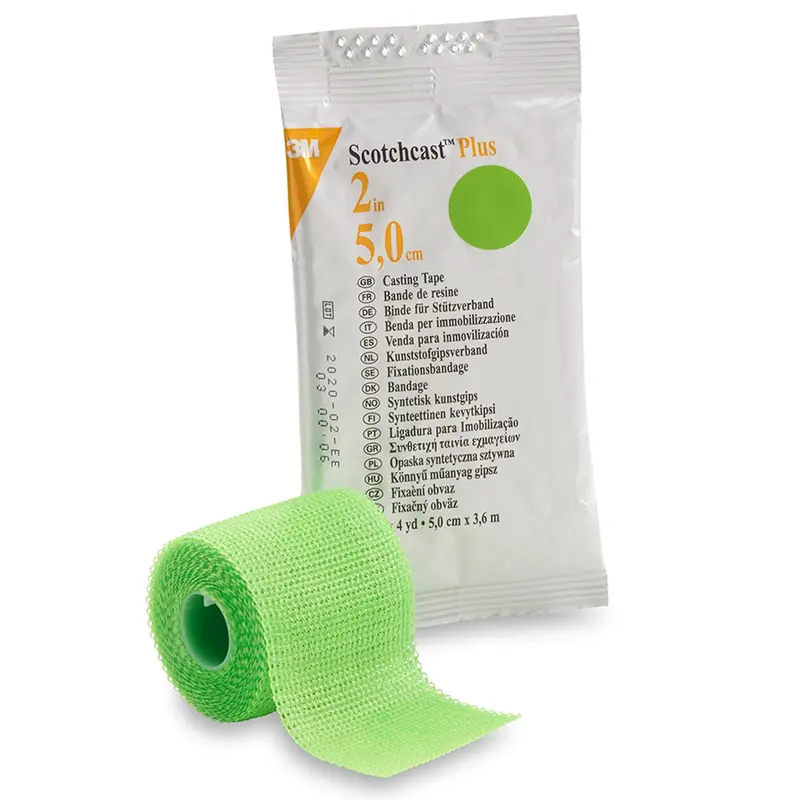 3M Scotchcast Plus Cast Tape 2 Inch X 12 Foot Fiberglass / Resin Bright Green (199241_CS) 10/CS