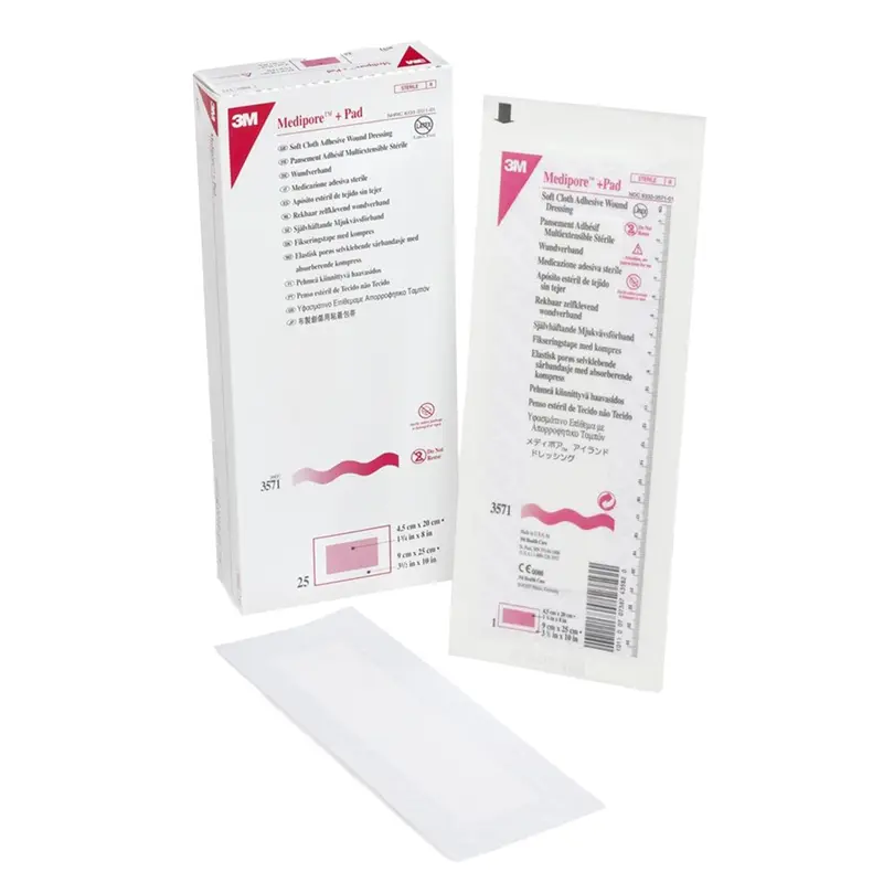 3M Medipore Composite Dressing 3-1/2 X 10 Inch Rectangle Sterile Nonwoven Backing (324096_EA) 1/EA