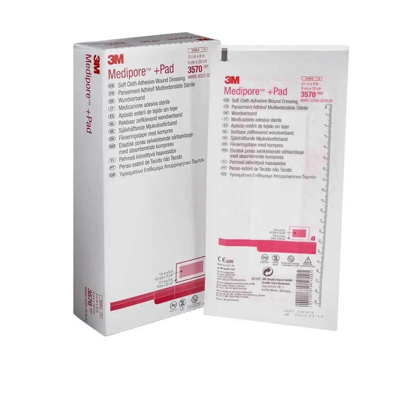 3M Medipore Composite Dressing 3-1/2 X 8 Inch Rectangle Sterile Nonwoven Backing (324095_EA) 1/EA