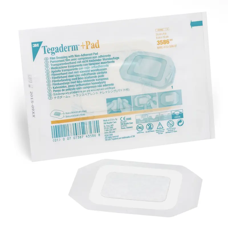 3M Tegaderm  Pad Transparent Film Dressing with Pad 3-1/2 X 4 Inch Frame Style Delivery Rectangle Sterile (318721_BX) 25/BX