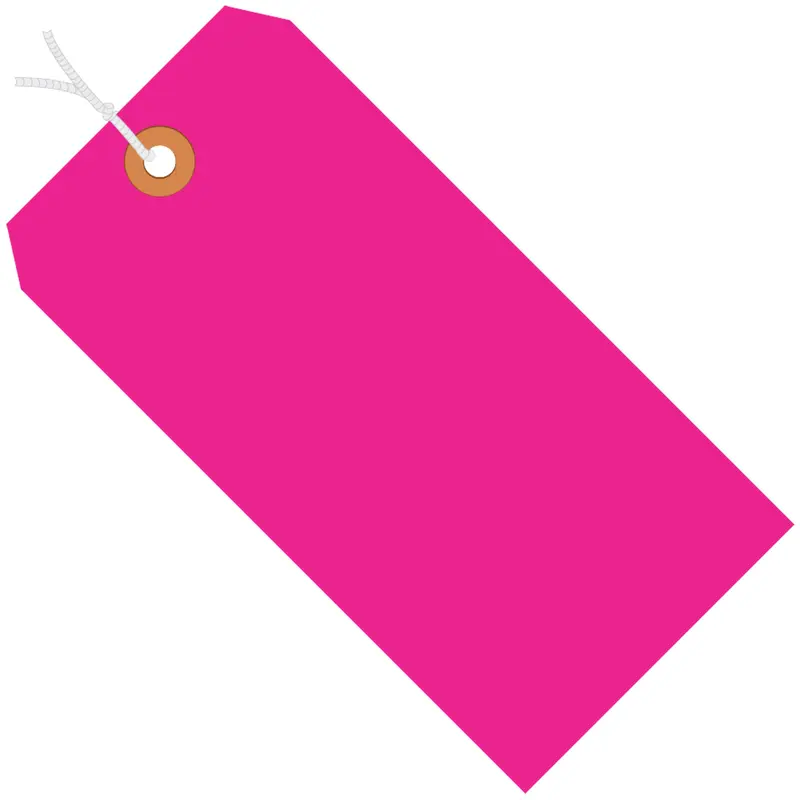4 1/4 x 2 1/8" Fluorescent Pink 13 Pt. Shipping Tags - Pre-Strung (G12042E) Case Of 1000