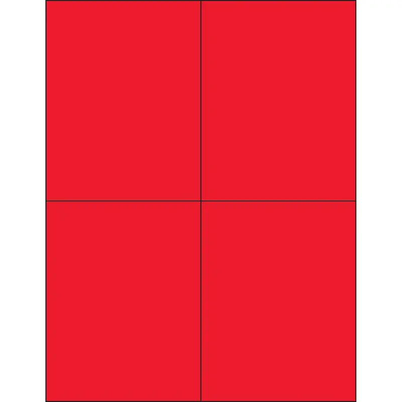 4 1/4 x 5 1/2" Fluorescent Red Rectangle Laser Labels (LL183RD) Case Of 400