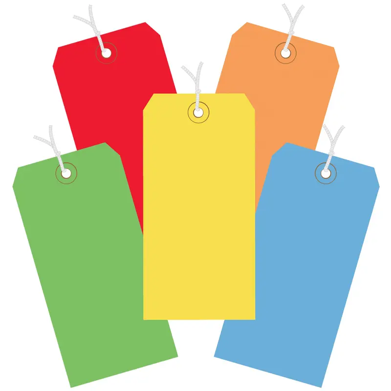 4 3/4 x 2 3/8" Assorted Color 13 Pt. Shipping Tags - Pre-Strung (G20002) Case Of 1000