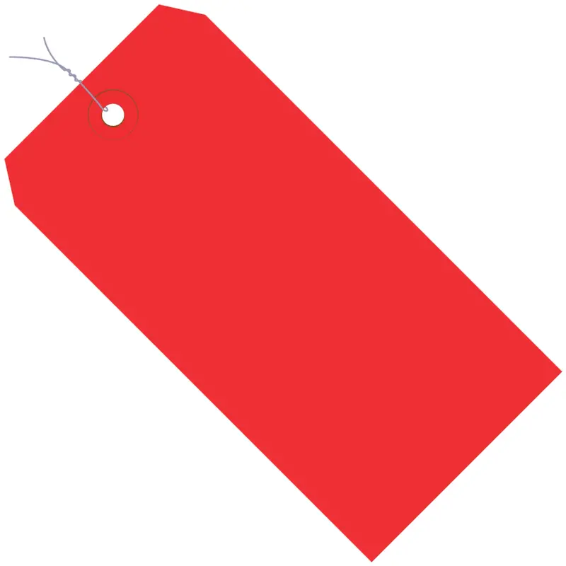 4 1/4 x 2 1/8" Red 13 Pt. Shipping Tags - Pre-Wired (G11043E) Case Of 1000