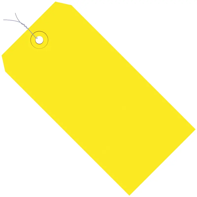 4 3/4 x 2 3/8" Yellow 13 Pt. Shipping Tags - Pre-Wired (G11053C) Case Of 1000