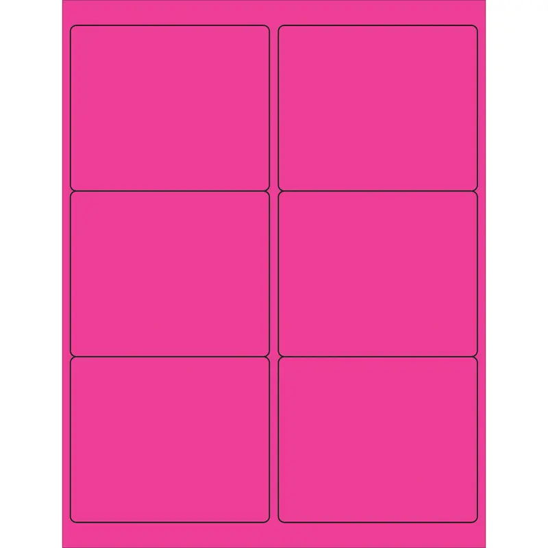 4 x 3 1/3" Fluorescent Pink Rectangle Laser Labels (LL180PK) Case Of 600